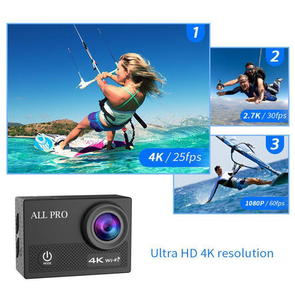 4K  Waterproof All Digital UHD WiFi Camera + RF Remote And Accessories